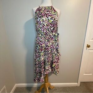 London Times HALTER ASYMMETRIC HEM FLOUNCE DRESS IN WHITE 8